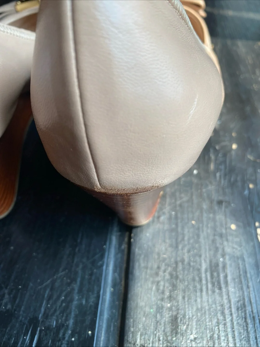 Cole Haan Nude Bow Ballet Flats with Gold Plaque